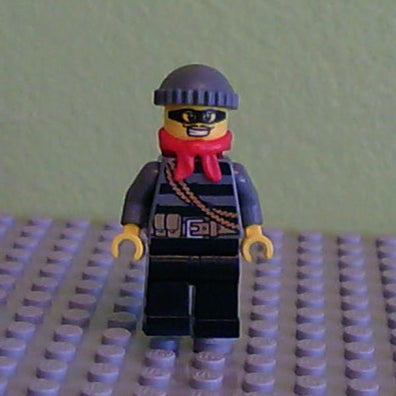 LEGO Minifigure-Police - City Burglar, Dark Bluish Gray Knit Cap, Red Bandana, Mask-Town / City / Police-CTY433-Creative Brick Builders